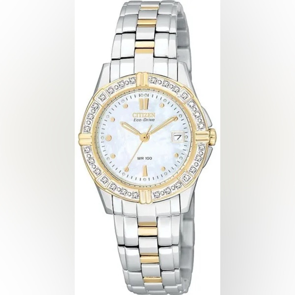 Citizen Eco-Drive Two Tone Miramar Diamond Watch with Mother of Pearl EW1394-54D